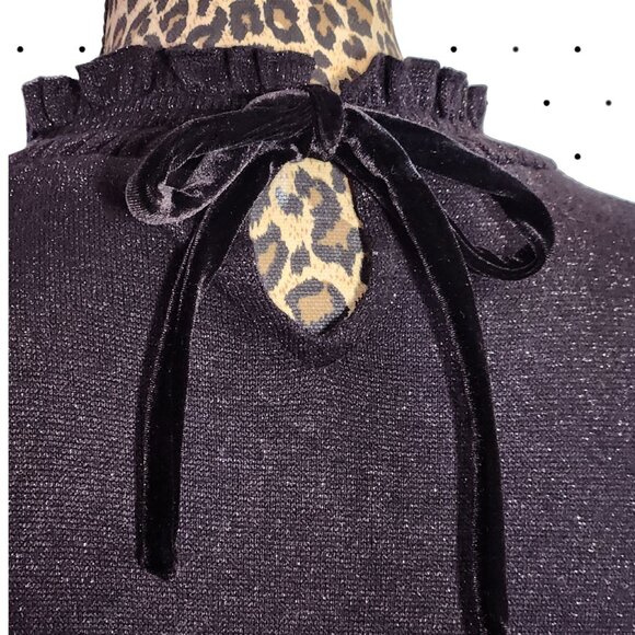 Black with sparkle detail dressy sweater with ruffled collar - Picture 3 of 4